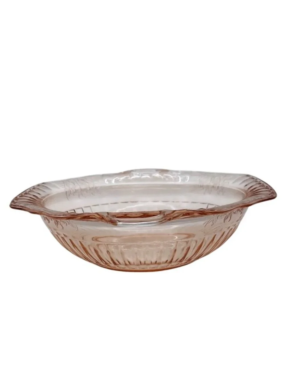 Hocking Glass Mayfair Open Rose Pink Depression 2 Handle Serving Bowl Vintage